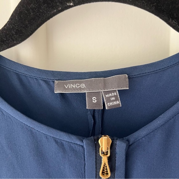 Vince Blue Silk Zippered Tank Top - Picture 2 of 8